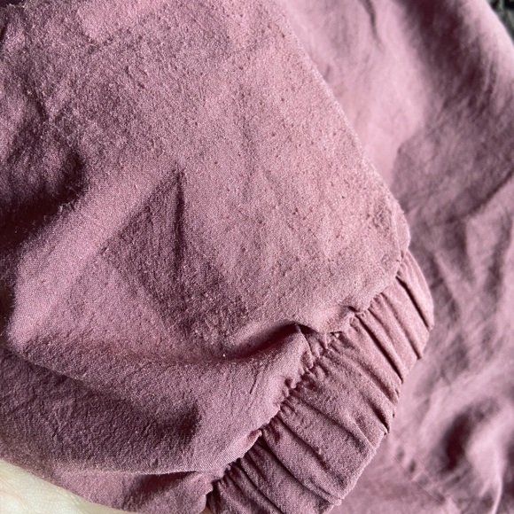 Vintage shirred zip up nylon jacket mauve pink windbreaker free people vibes M - Picture 10 of 16